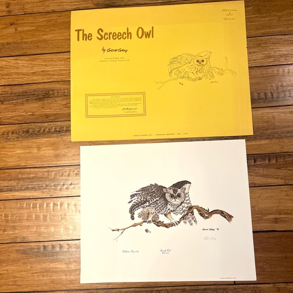 Vintage Gene Gray print the screech owl signed print - Picture 1 of 7